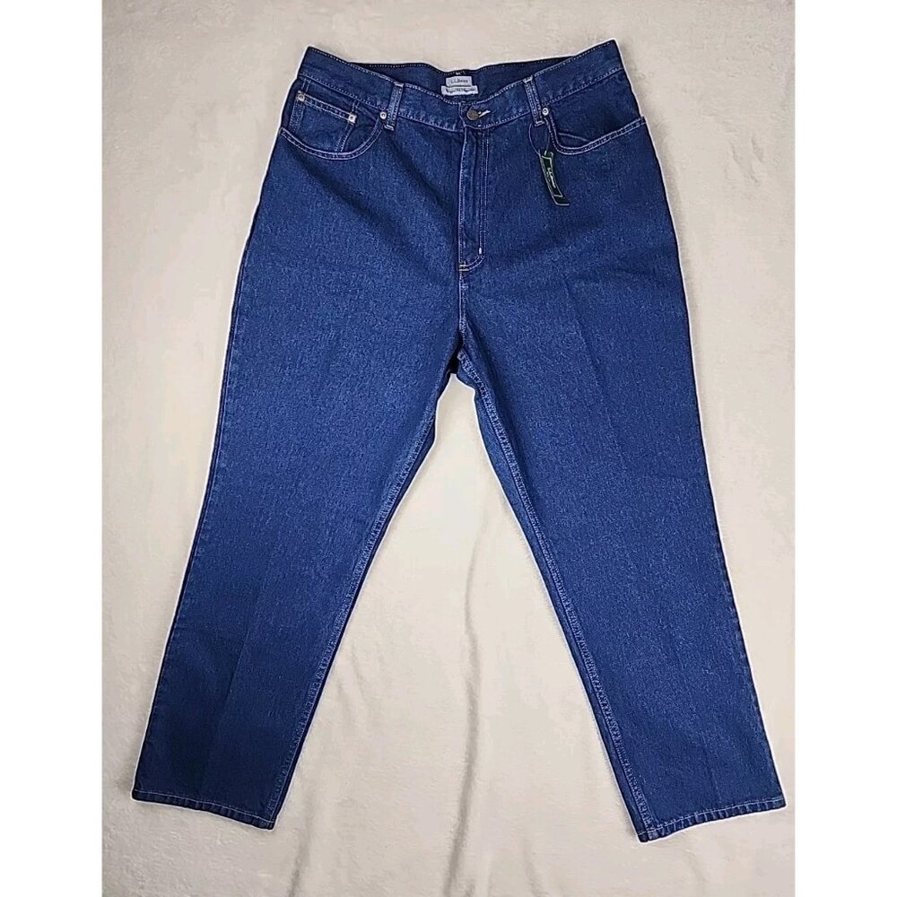 LL Bean Women's Original Fit Relaxed Jeans 18 Reg Rinsed Wash‎ Taper Leg 34x29